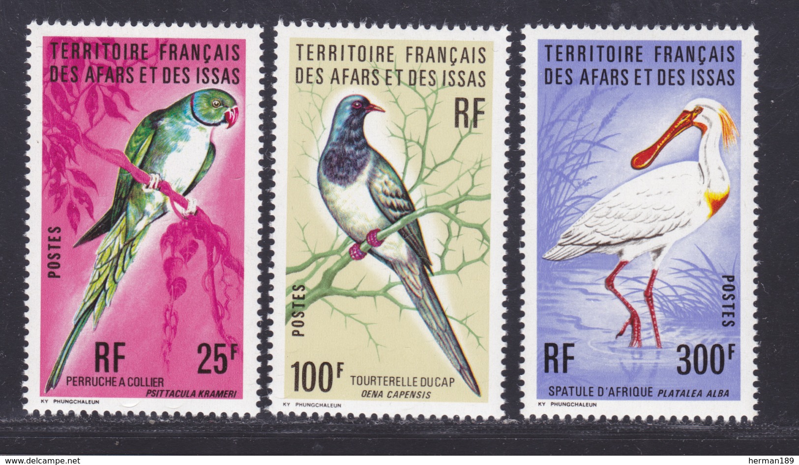 AFARS ET ISSAS N°  428 à 430 ** MNH Neufs Sans Charnière, TB (D7897) Oiseaux, Perruche, Tourterelle, Spatule - 1976 - Neufs