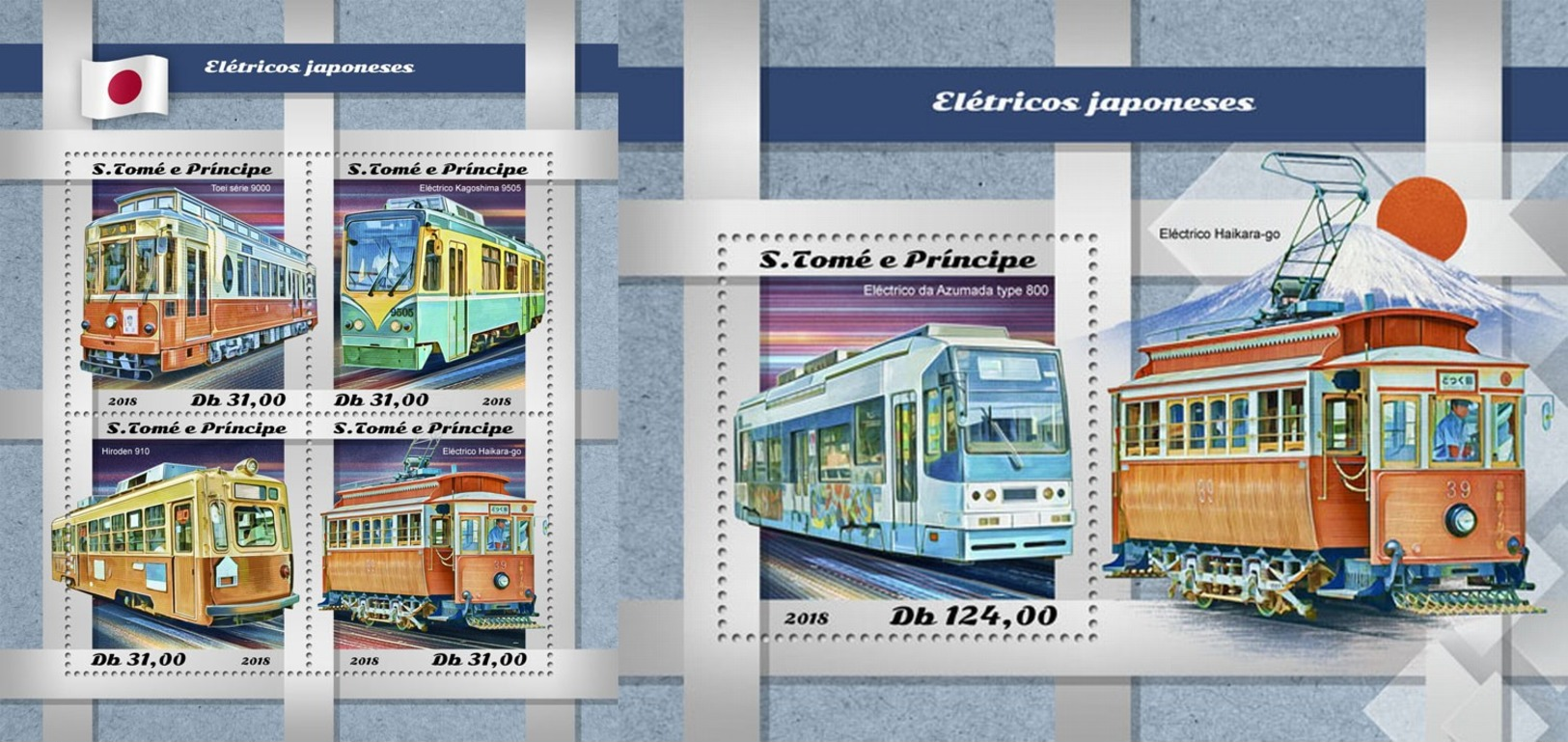 Z08 ST18520ab Sao Tome And Principe 2018 Japanese Trains MNH ** Postfrisch Set - São Tomé Und Príncipe