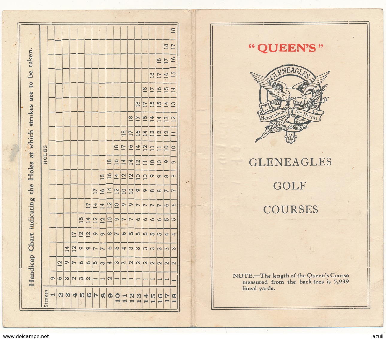 GOLF - Dépliant - Gleneagles, Queen's - Autres & Non Classés