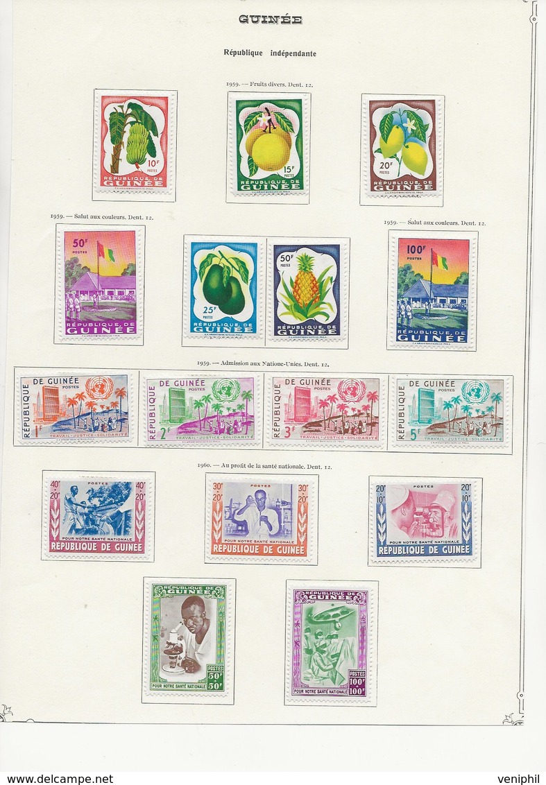 GUINEE - N° 16 A 31 NEUF CHARNIERE - ANNEE 1959 A 1960 - COTE : 17,30 € - Guinée (1958-...)