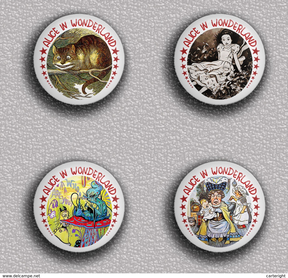 35 X Alice In Wonderland BADGE BUTTON PIN SET 5 (1inch/25mm Diameter) 35 DIFF - Pin's