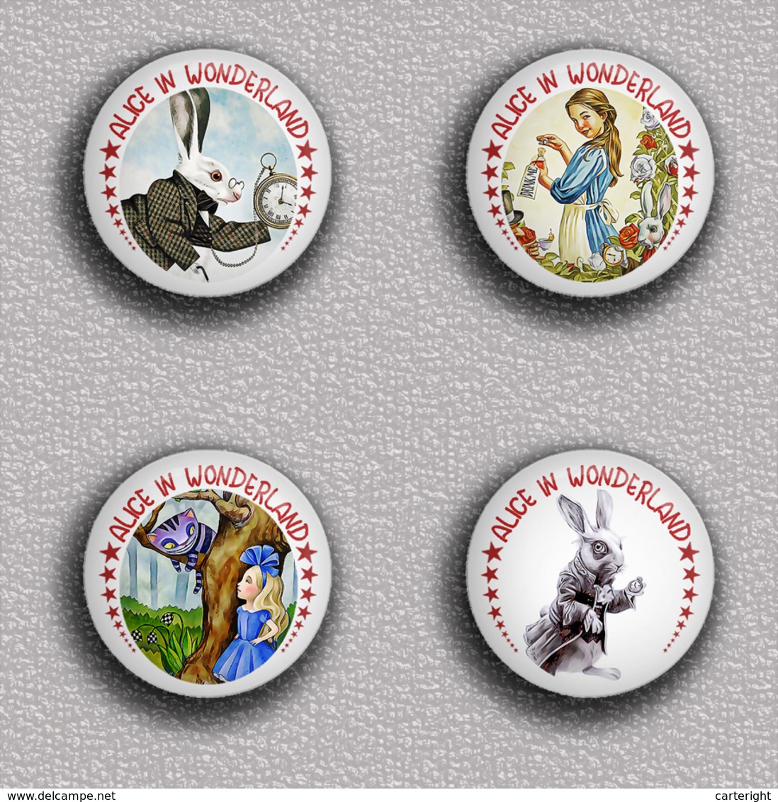 35 X Alice In Wonderland BADGE BUTTON PIN SET 6 (1inch/25mm Diameter) 35 DIFF - Pins