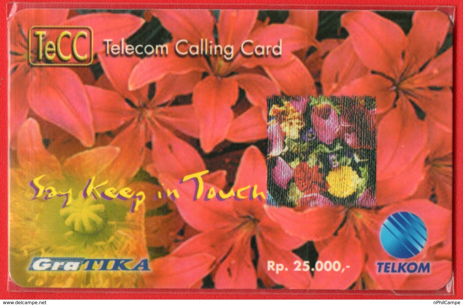 Indonesia Telkom TeCC Telkom Calling Card Say Keep In Touch Mint - Bloemen