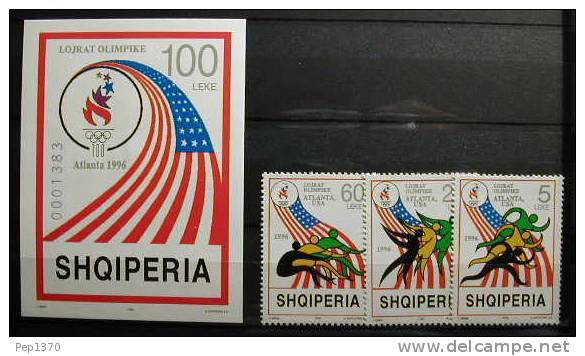 ALBANIA 1996 - JUEGOS OLIMPICOS DE ATLANTA 96 - YVERT 2362-2364 + BLOCK 84 - Albania