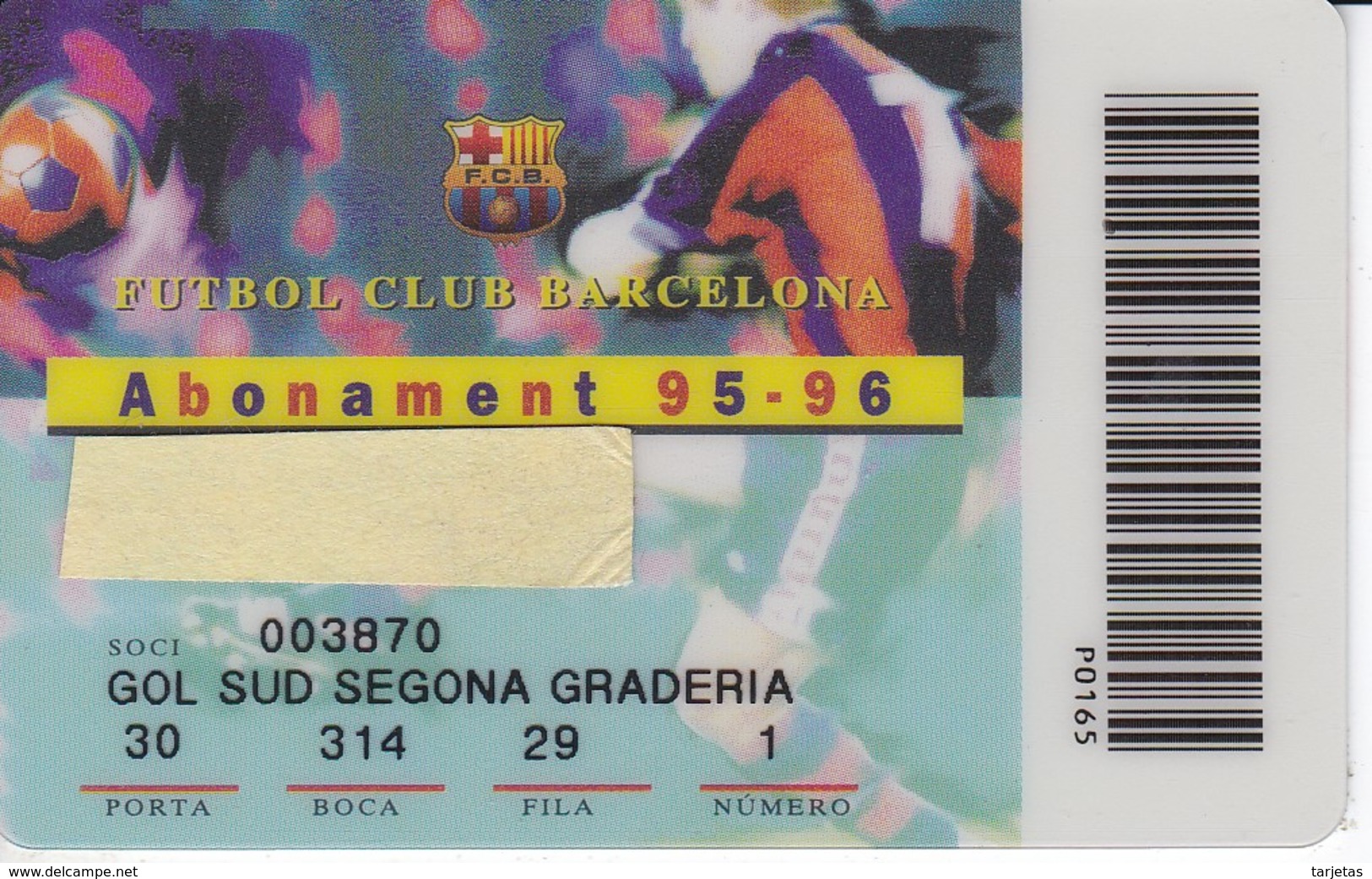 CARNET DE SOCIO DE FUTBOL CLUB BARCELONA TEMPORADA 1995/96 GOL SUD (FOOTBALL) BARÇA - LA CAIXA - Otros & Sin Clasificación