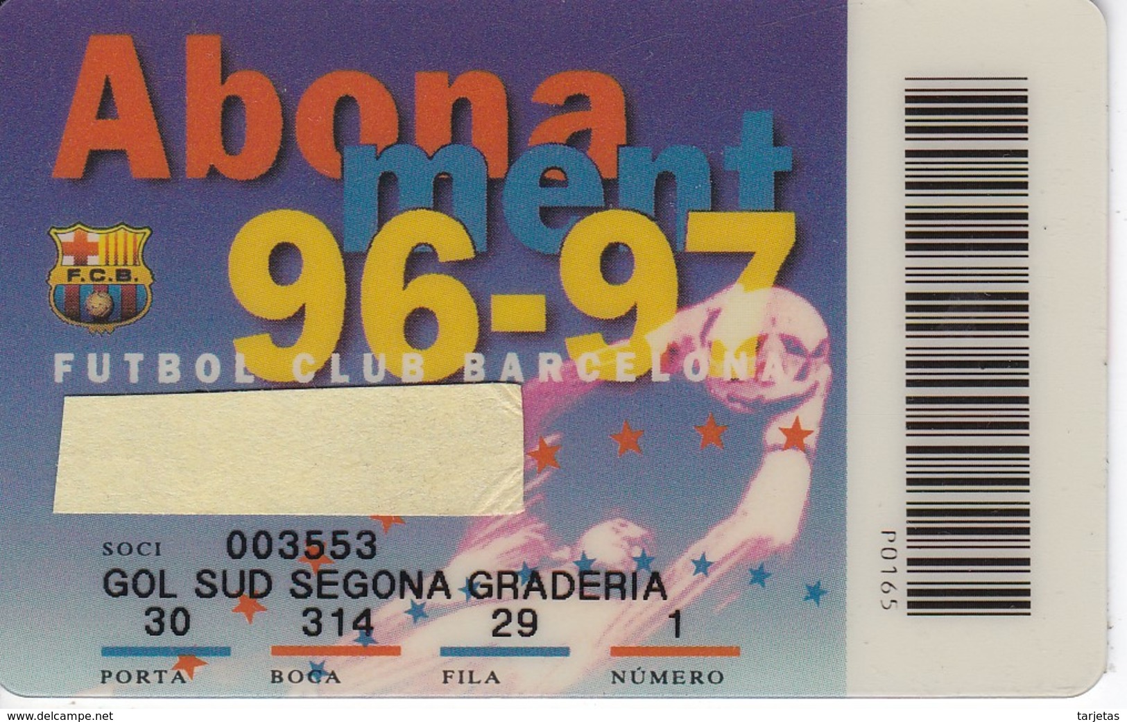 CARNET DE SOCIO DE FUTBOL CLUB BARCELONA TEMPORADA 1995/96 GOL SUD (FOOTBALL) BARÇA - LA CAIXA - Otros & Sin Clasificación