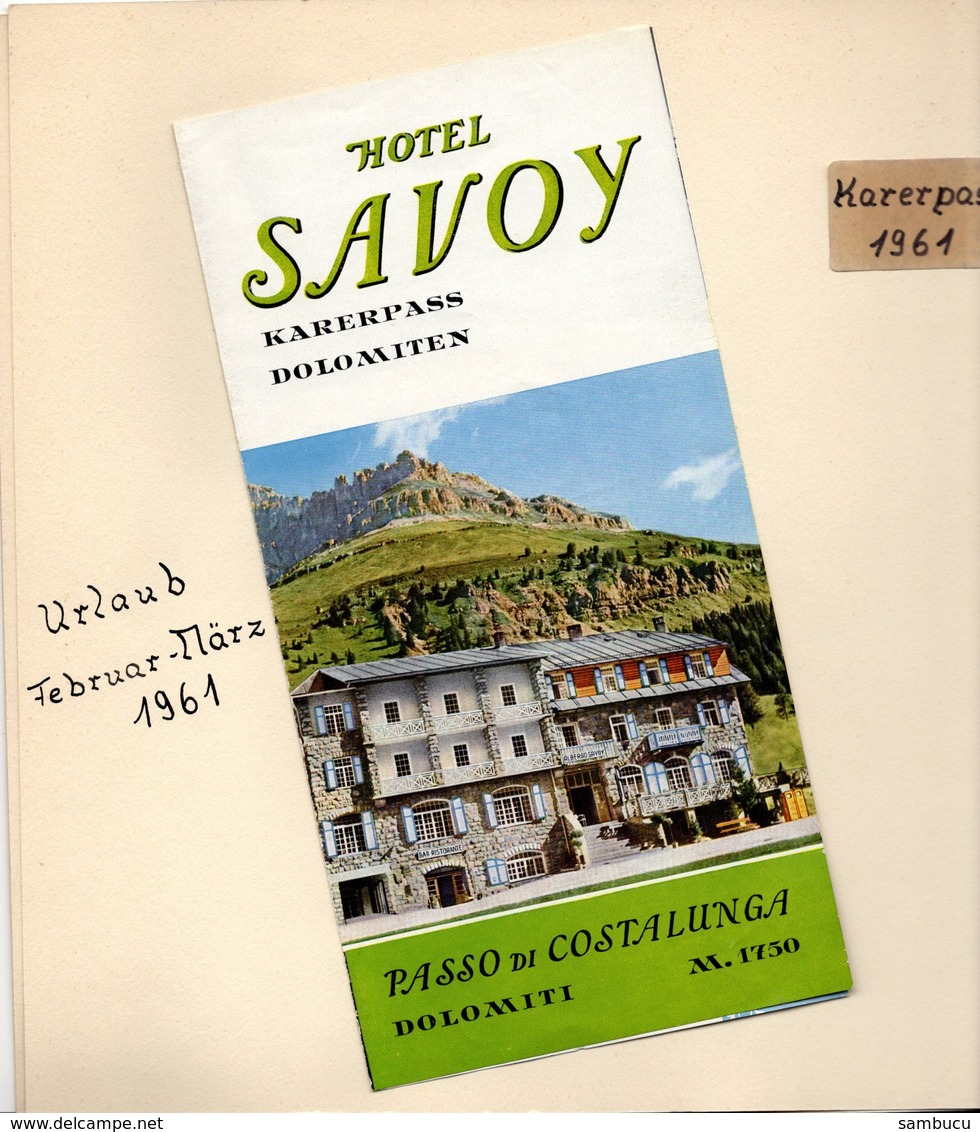 Urlaub Südtirol 1961 - Karerpass Brixen Meran Vallazza Palmschoss Terlan Latemar - Bilder Fotos 16 Seiten von Fotoalbum