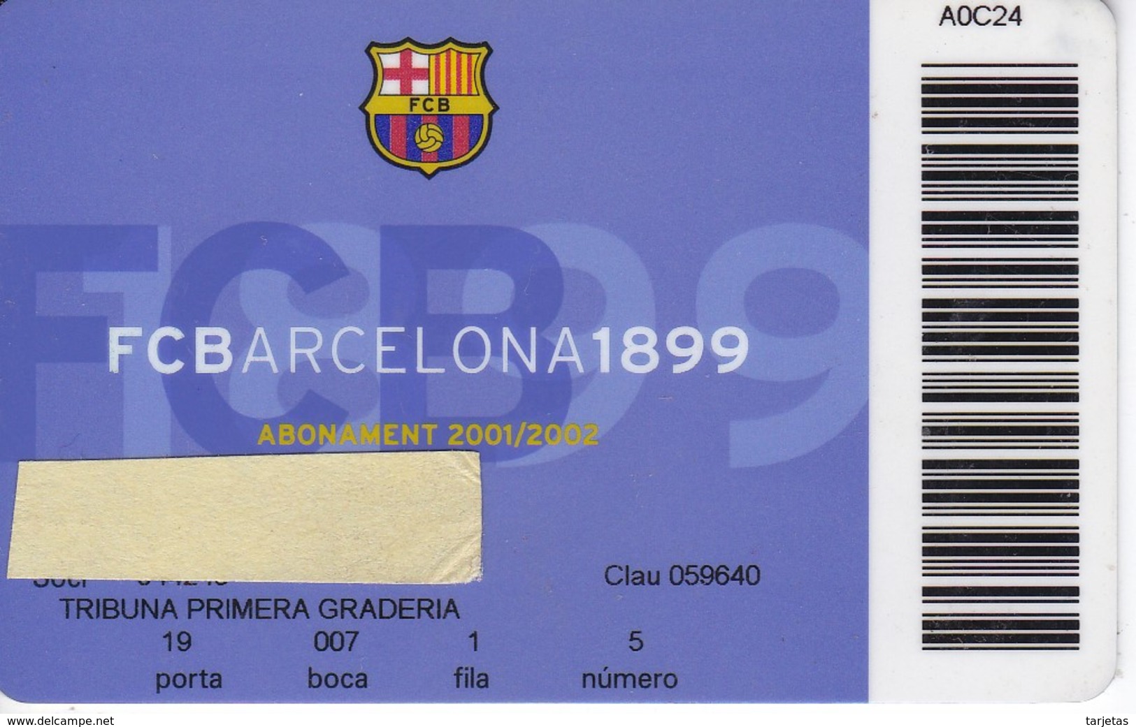 CARNET DE SOCIO DE FUTBOL CLUB BARCELONA TEMPORADA 2001/02 TRIBUNA (FOOTBALL) BARÇA - LA CAIXA - Otros & Sin Clasificación