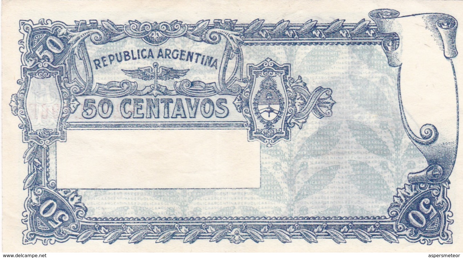 50 CENTAVOS MONEDA NACIONAL REPUBLICA ARGENTINA SERIE E CIRCA 1937- BLEUP. - Argentinië