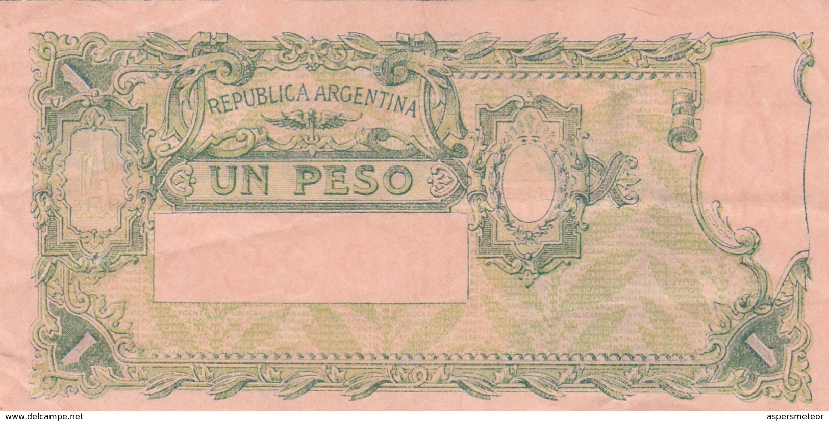 UN PESO MONEDA NACIONAL REPUBLICA ARGENTINA SERIE L O M CIRCA 1937- BLEUP. - Argentinië