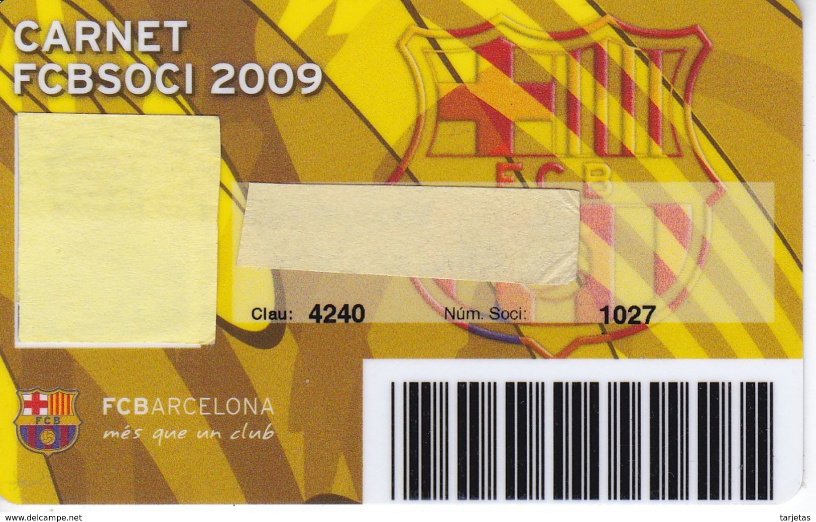 CARNET DE SOCIO DE FUTBOL CLUB BARCELONA TEMPORADA 2009 SOCI D'EDAT - BARÇA (CAIXA-NIKE-AUDI - Otros & Sin Clasificación