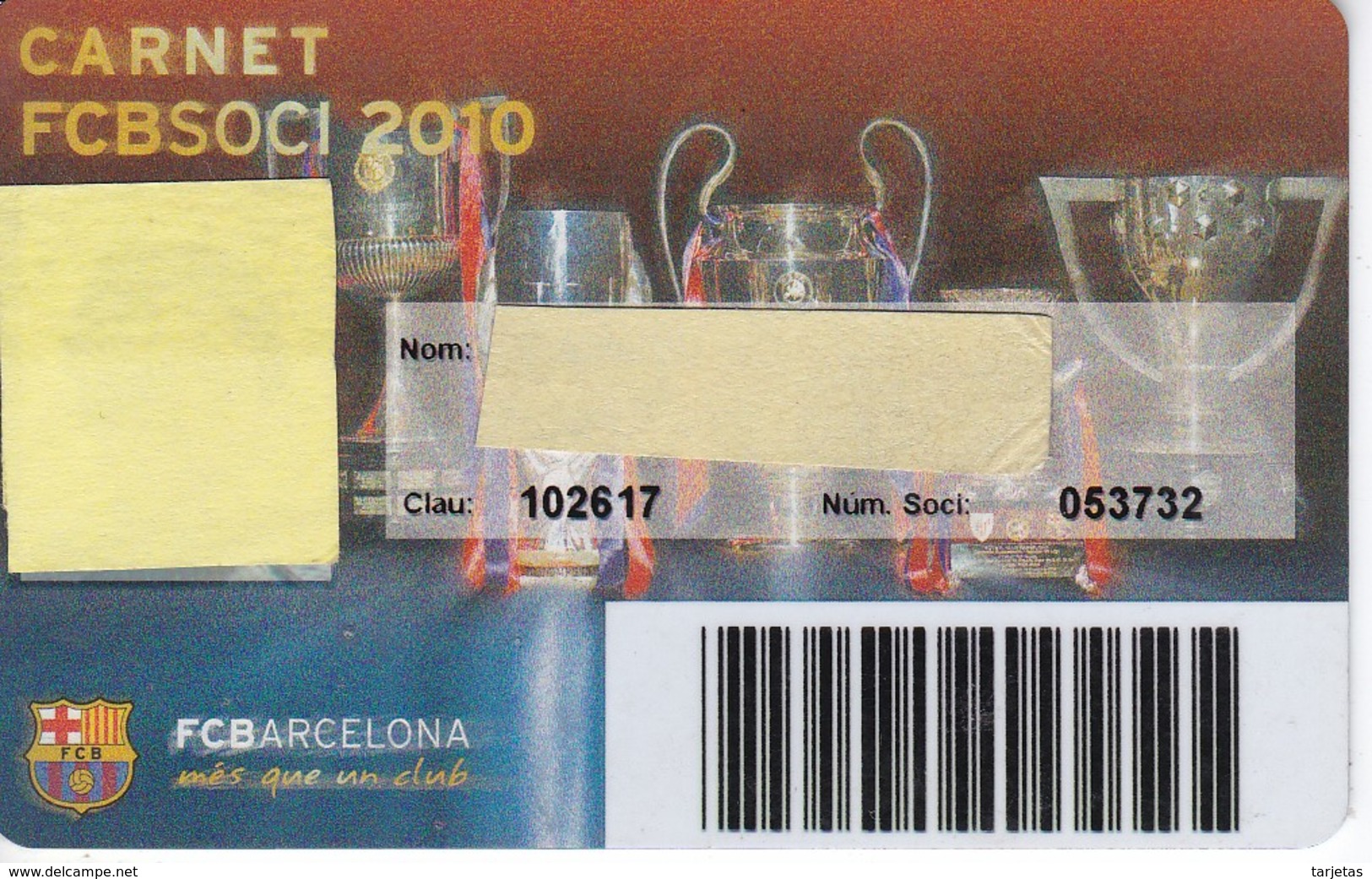 CARNET DE SOCIO DE FUTBOL CLUB BARCELONA TEMPORADA 2010 SENIOR - BARÇA (CAIXA-NIKE-AUDI - Otros & Sin Clasificación