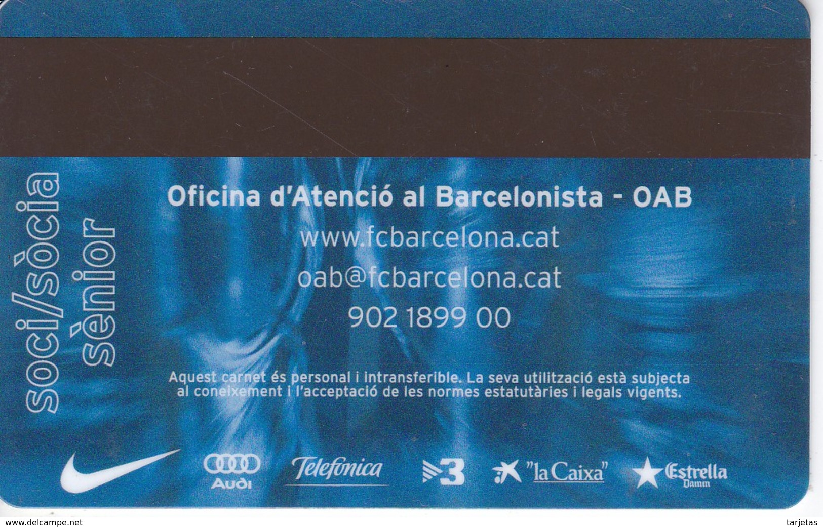 CARNET DE SOCIO DE FUTBOL CLUB BARCELONA TEMPORADA 2010 SENIOR - BARÇA (CAIXA-NIKE-AUDI - Otros & Sin Clasificación