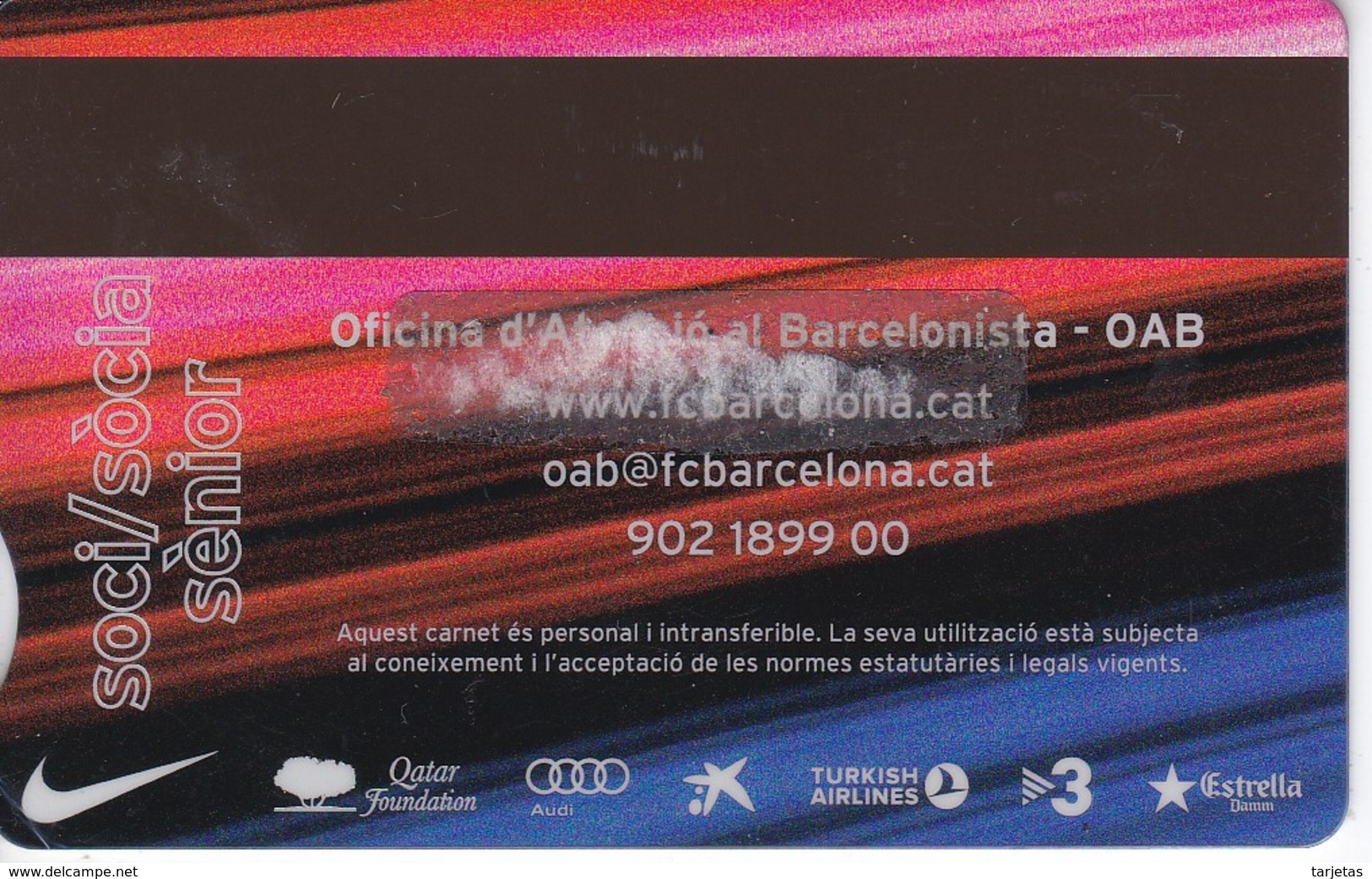 CARNET DE SOCIO DE FUTBOL CLUB BARCELONA TEMPORADA 2013 SENIOR - BARÇA (CAIXA-NIKE-AUDI - Otros & Sin Clasificación