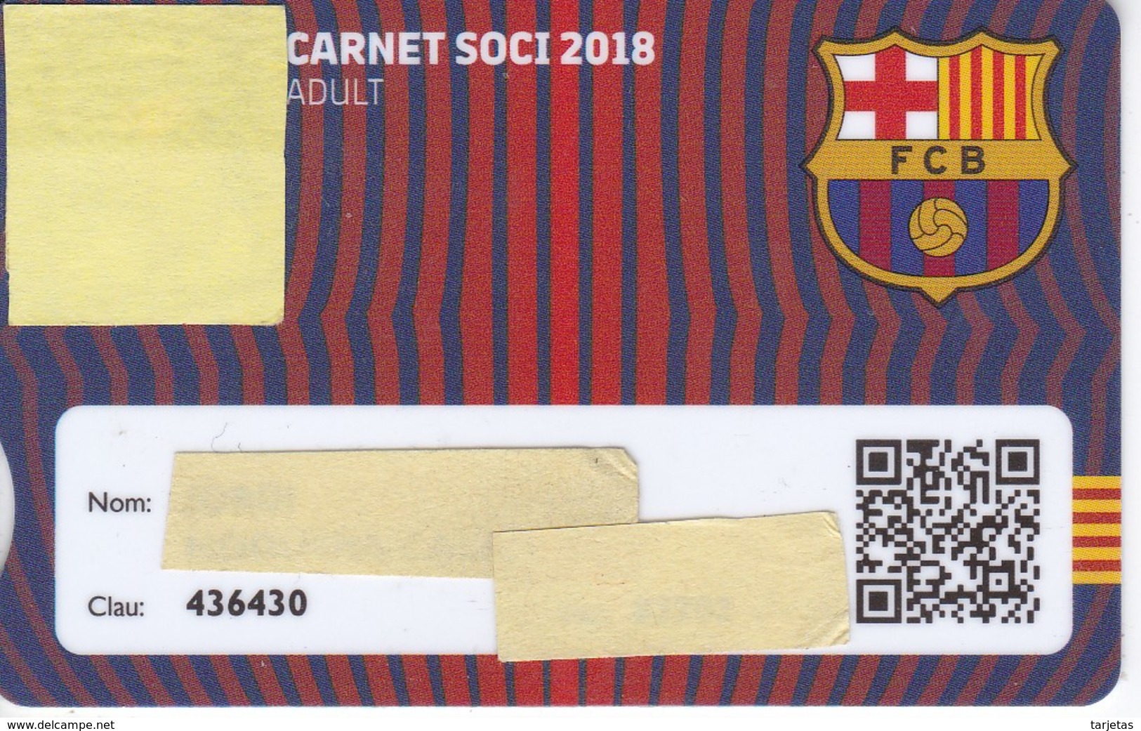 CARNET DE SOCIO DE FUTBOL CLUB BARCELONA TEMPORADA 2018 ADULT - BARÇA (CAIXA-NIKE-AUDI- - Otros & Sin Clasificación