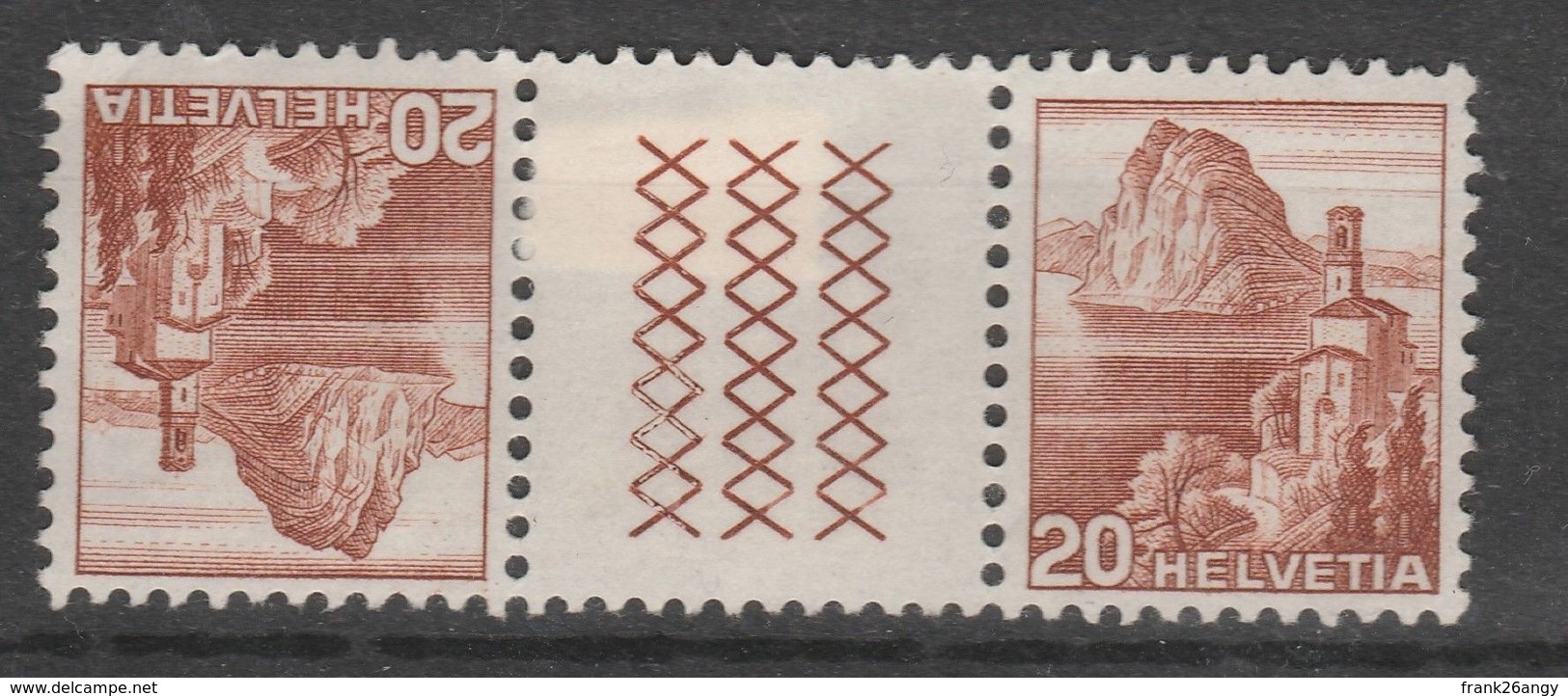 SVIZZERA 1948 - Vedute 20+20 Unif. S59 Coppia Tete-beche Con Interspazio Serie Cpl. 2v. Nuovi* - Tete Beche