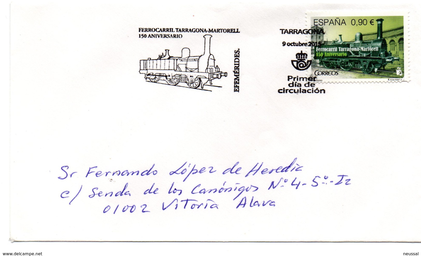 Carta Con Matasellos  Commemorativo Ferrocarril Tarragona-martorell. - Cartas & Documentos