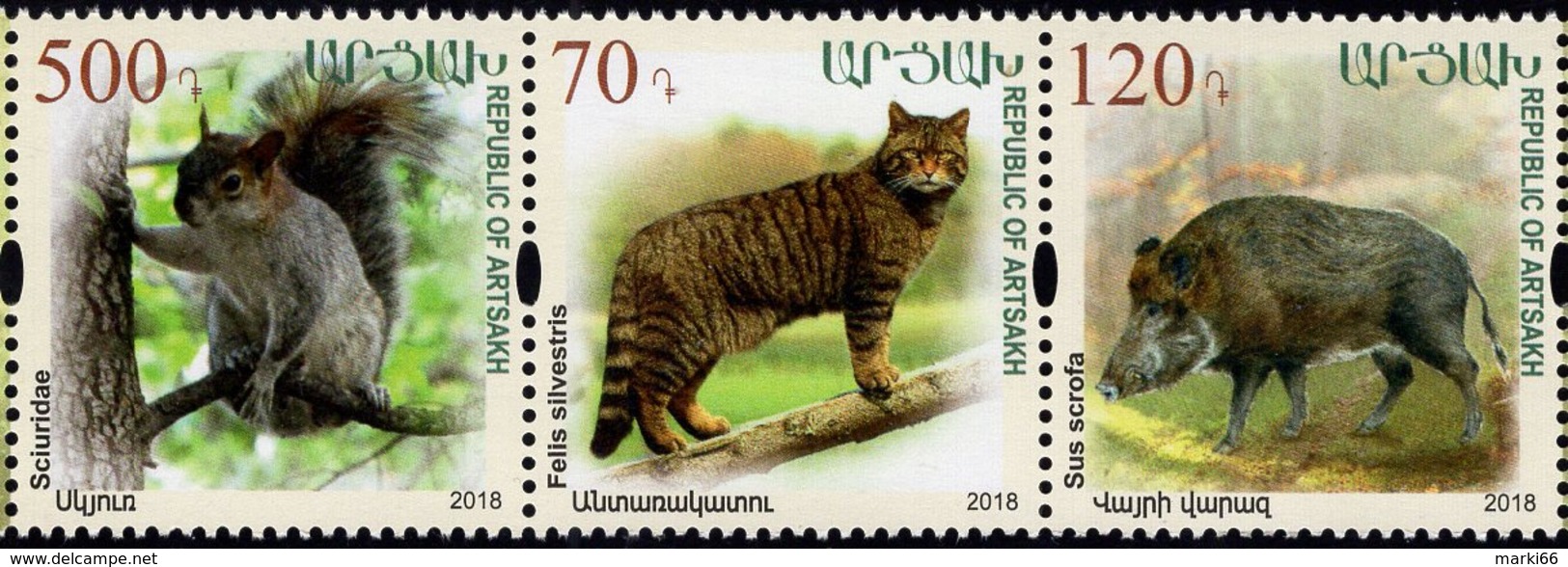 Armenia - Nagorno-Karabakh - 2018 - Preservation Of The Wildlife - Felis Silvestris, Sus Scrofa, Sciuridae - Mint Set - Armenia