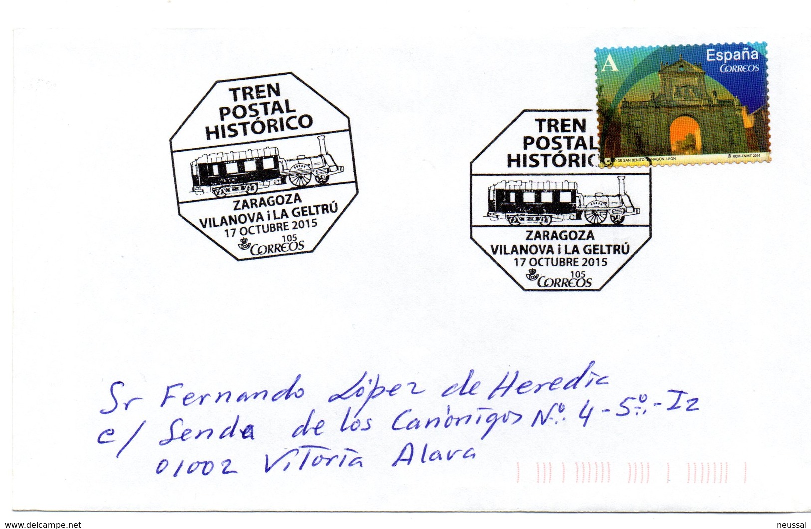 Carta  Con Matasellos  Commemorativo Tren Postal Historico Zaragoza- Vilanova I La Geltru. - Cartas & Documentos