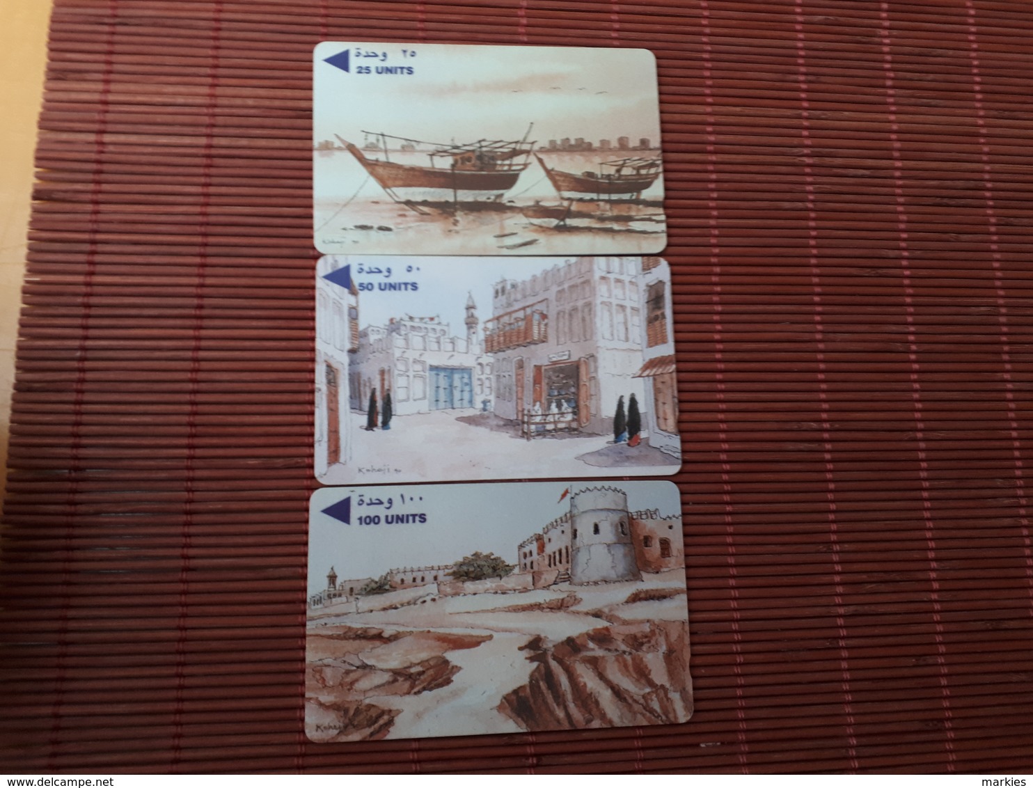 3 Phonecards Bahrain 25 Units 50-Units -100 Units Used - Bahreïn