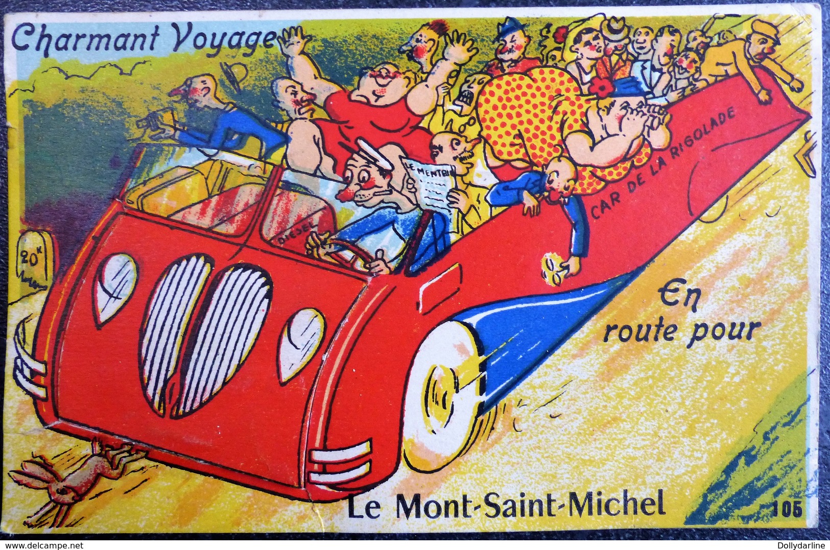 Carte Humour à Système 50 Manche "En Route Pour Le Mont Saint Michel Charmant Voyage" - Gruss Aus.../ Grüsse Aus...