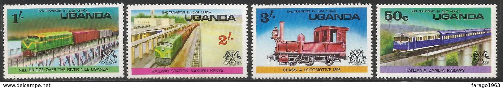 1976  Uganda Railway Trains Complete Set Of 4 MNH - Ouganda (1962-...)