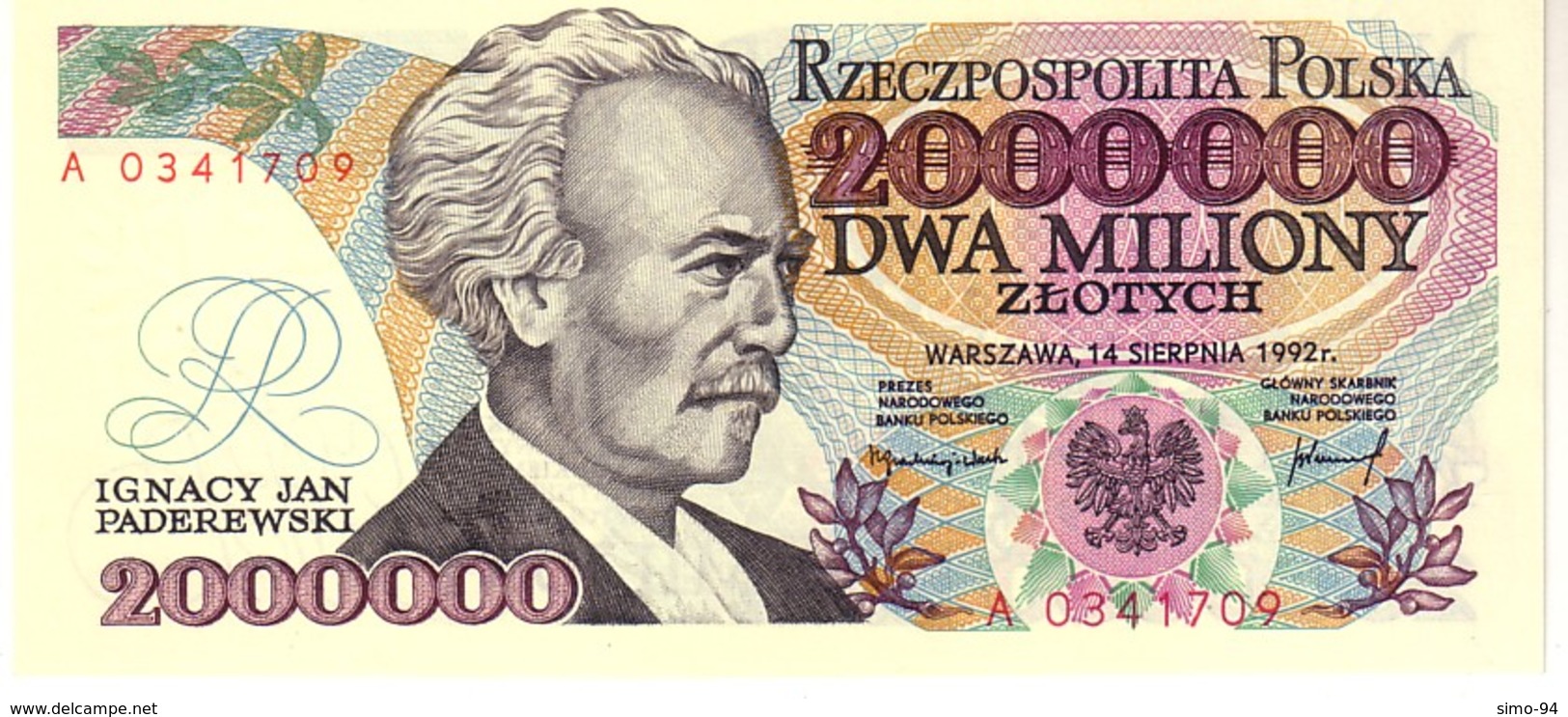 Poland P.158a 2000000 Zlotych 1992  Unc - Polonia