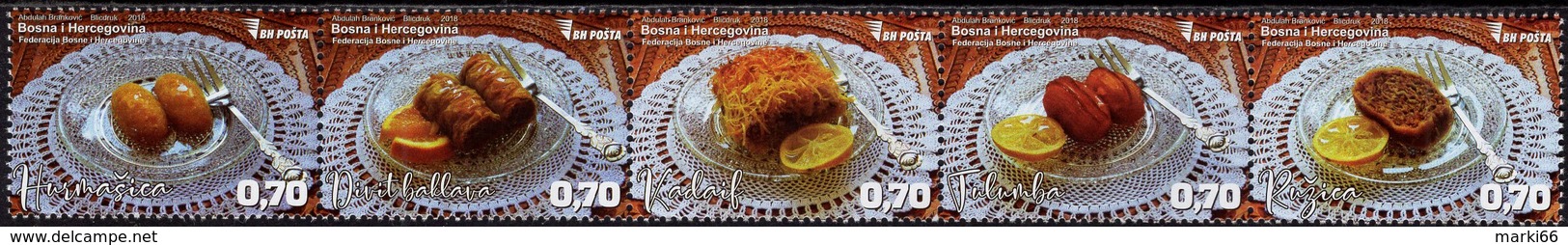 Bosnia & Herzegovina - Sarajevo - 2018 - Gastronomy - Pastries Of Bosnia - Mint Stamp Set - Bosnia Erzegovina