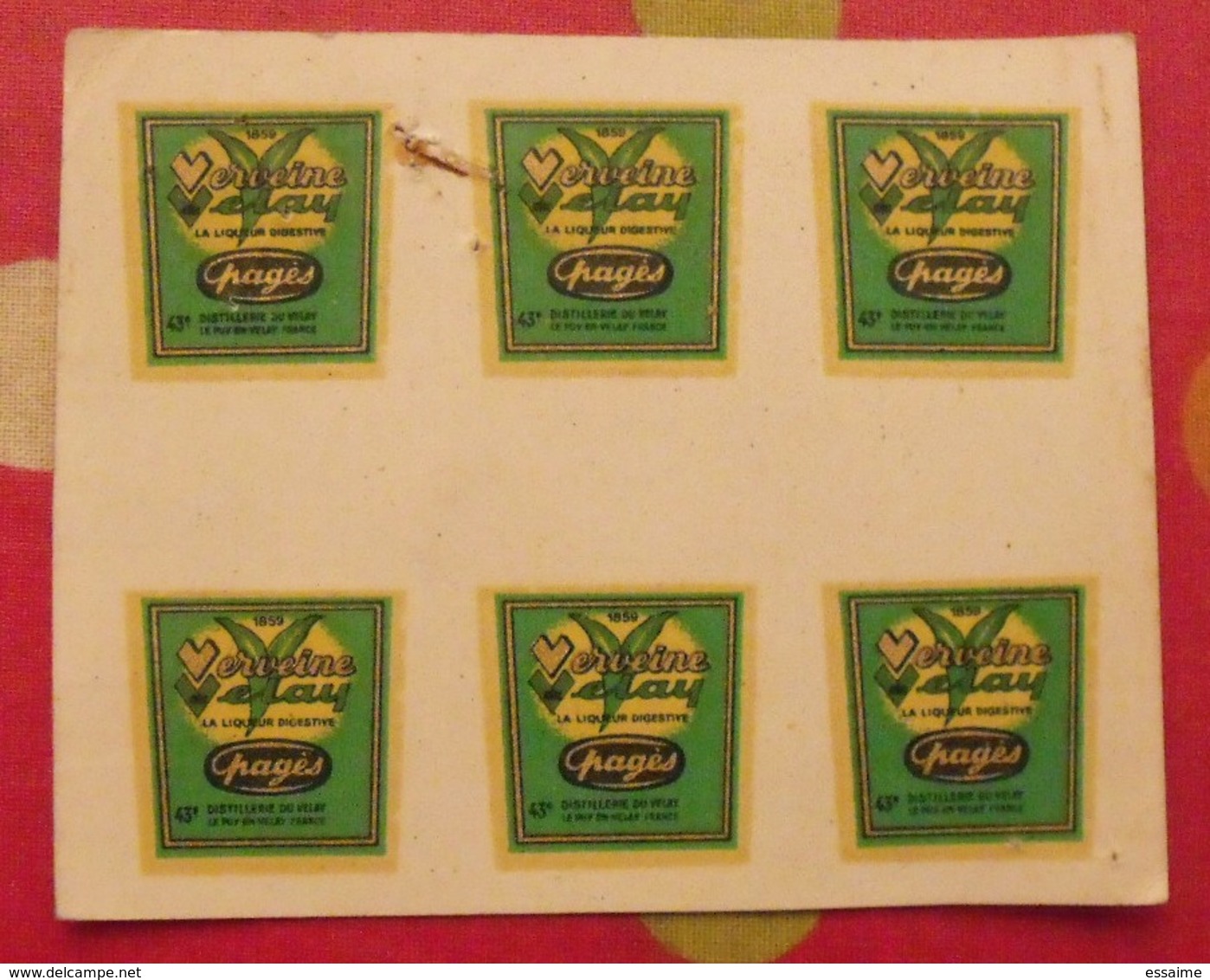 Publicité  Lot De 6 Petites Décalcomanies Verveine Du Velay Pagès. Le Puy-en-Velay. Vers 1960 - Publicités