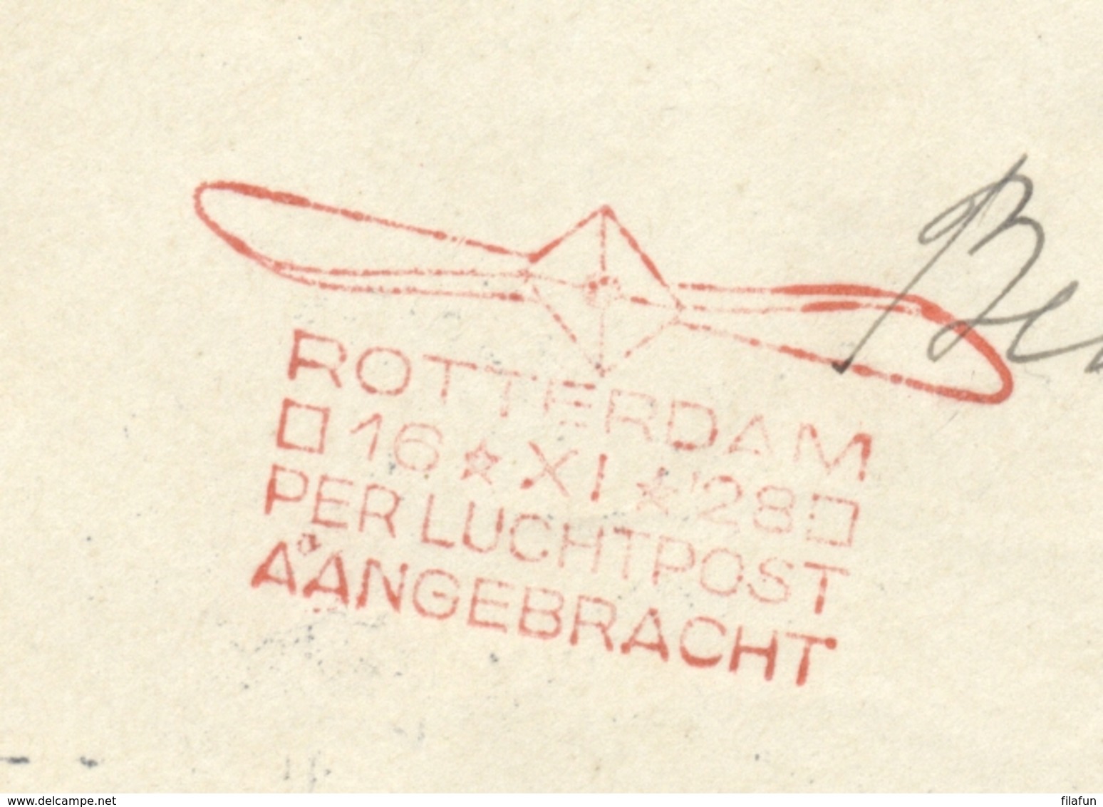 Nederlands Indië - 1928 - 75 Cent Luchtpost Op 1e Terugvlucht Bandoeng-Amsterdam, Propellerstempel ROTTERDAM - Nederlands-Indië