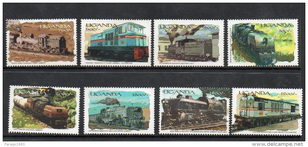 2000 Uganda Trains Of Africa Complete Set  Of 24 And 3 Souvenir Sheets  MNH - Uganda (1962-...)