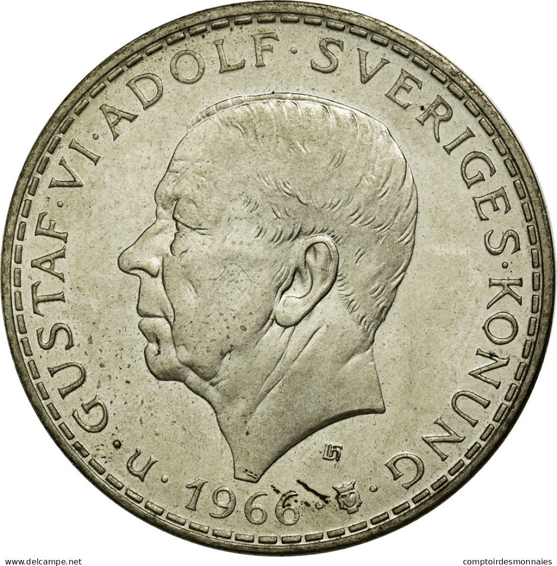 Monnaie, Suède, Gustaf VI, 5 Kronor, 1966, TTB+, Argent, KM:839 - Suède