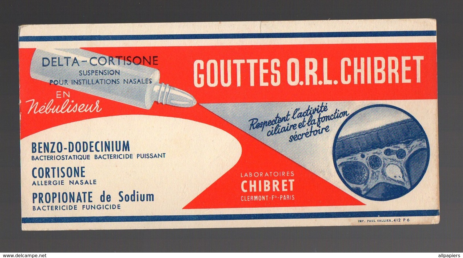 Buvard Gouttes O.R.L.Chibret Delta-Cortisone Suspension Pour Instillations Nasales En Nébuliseur - Produits Pharmaceutiques