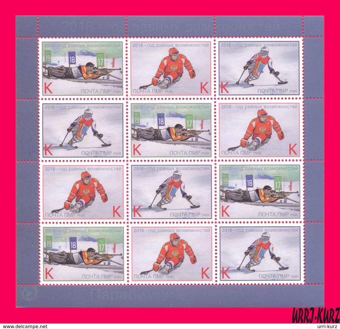 TRANSNISTRIA 2018 Sport Winter Sports Paralympic Games Slalom Biathlon Hockey Sheetlet MNH - Shooting (Weapons)