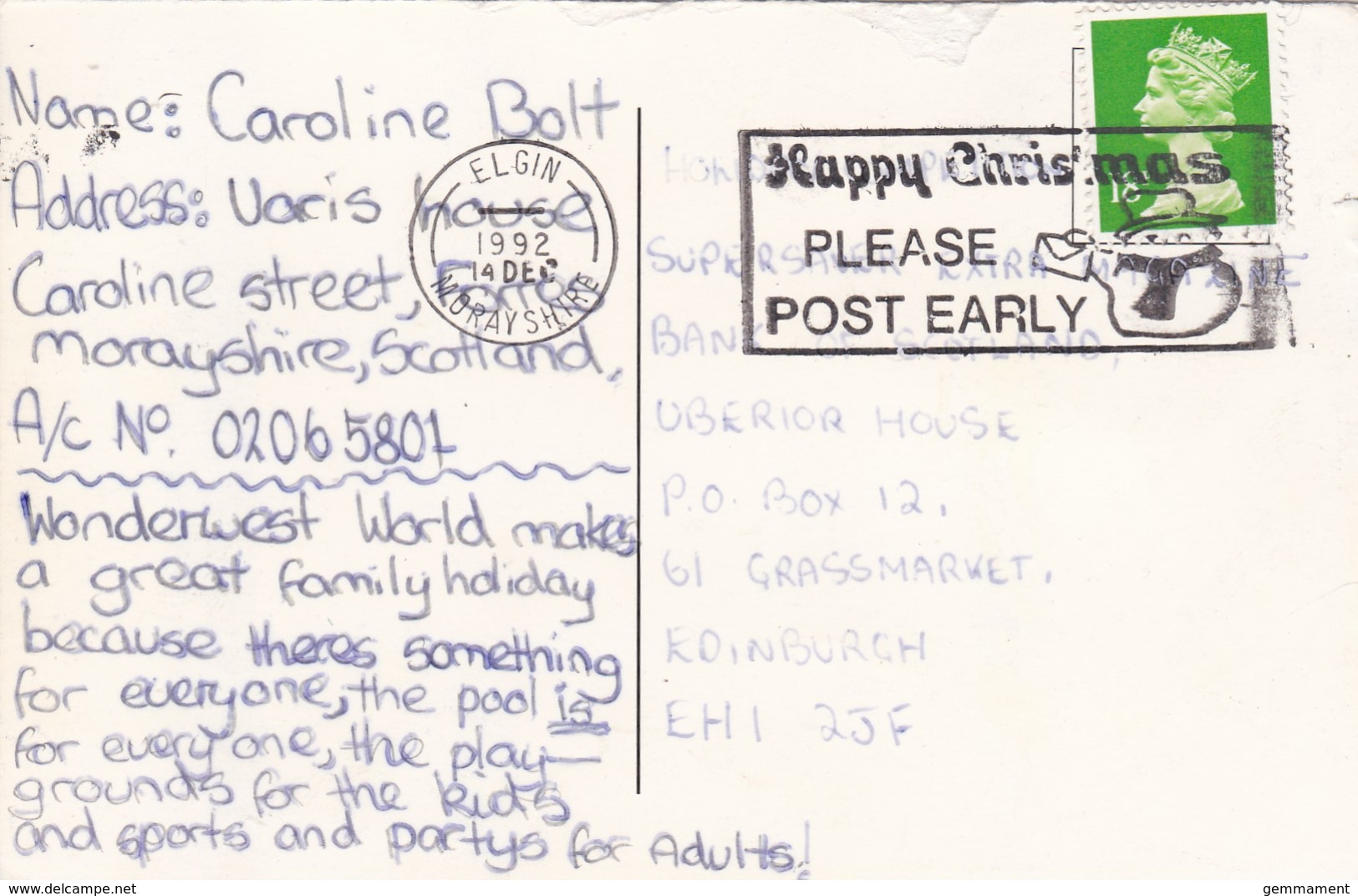 1992 SLOGAN - HAPPY CRISTMAS. PLEASE POST EARLY - Poststempel