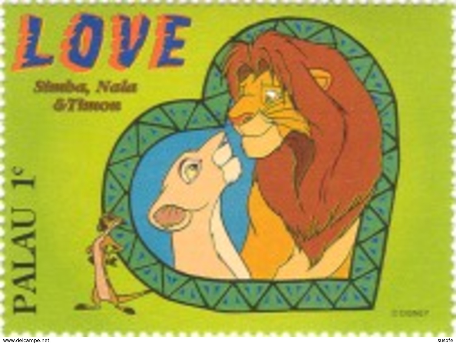 Palau 1996 Scott 392A Sello ** Walt Disney 1c Simba, Nala & Timon марки Гранада Гренадины Frimärken 郵票 格拉纳达格林纳丁斯 スタンプ グラ - Disney