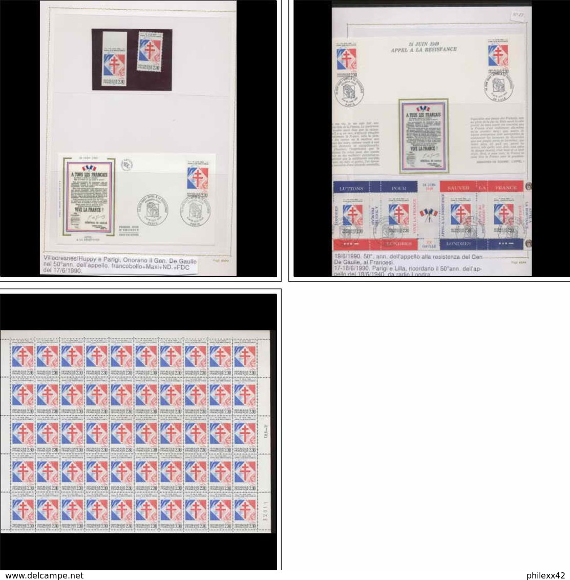 080 Charles De Gaulle - Neuf ** MNH France 2656 Non Dentelé (imperforate) + Feuilles (sheets) 1990 Marigny - De Gaulle (General)