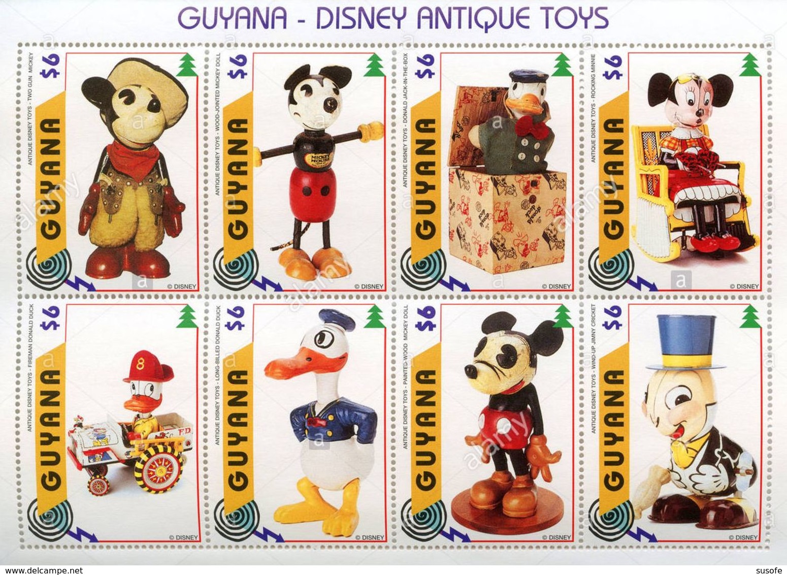 Guyana 1996 Scott 3098 A-H HB Sellos ** Walt Disney Antique Toys Dibuos Animados Michel 5646/53 Yvert 4093/4100 Stamps - Disney