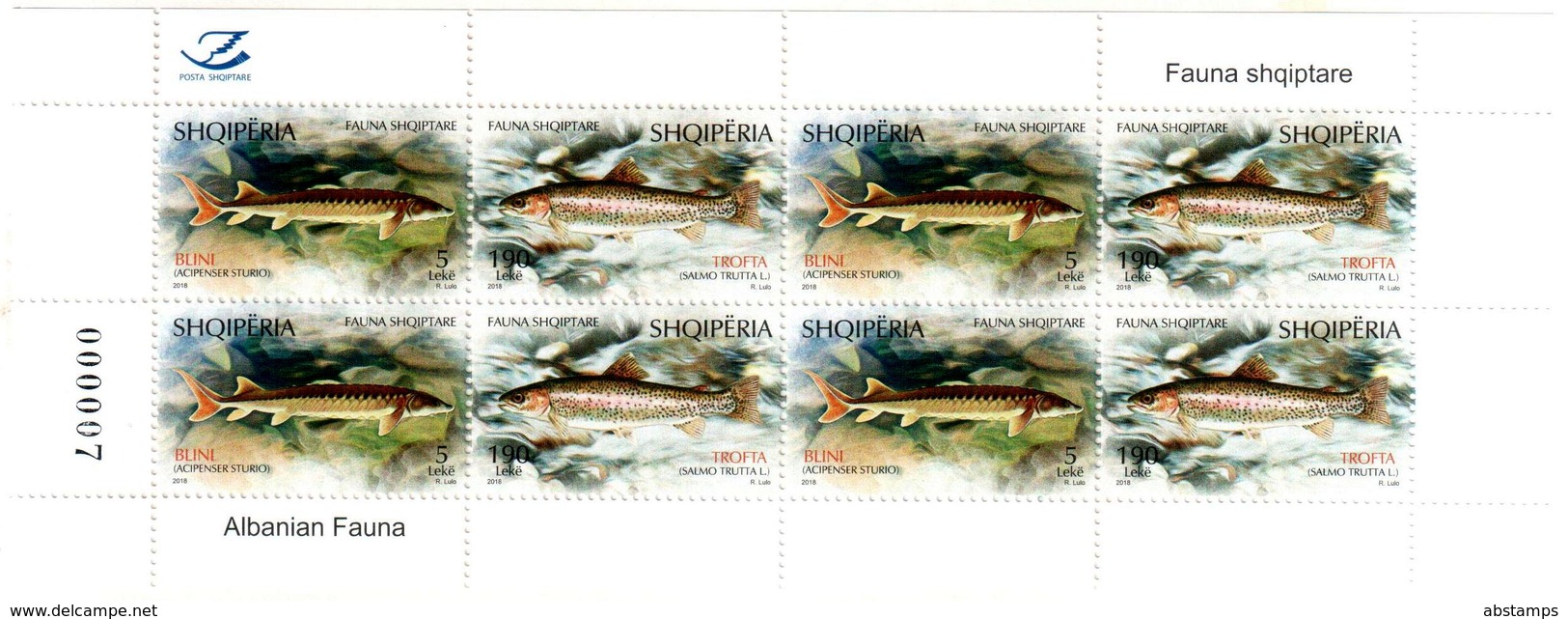 Albania Stamps 2018. Fauna: Fish. Acipenser Sturio; Salmo L. Mini Sheet. MNH - Albania