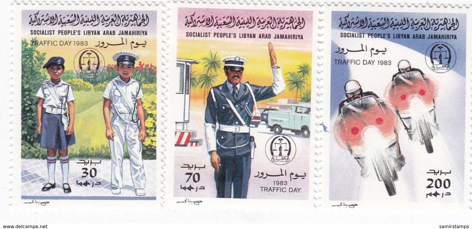 Libya 1983,Traffic Day Police- Moto,3stamps MNH Compl.set- Scarce - Reduced Price- SKRILL PAYMENT ONLY - Libië