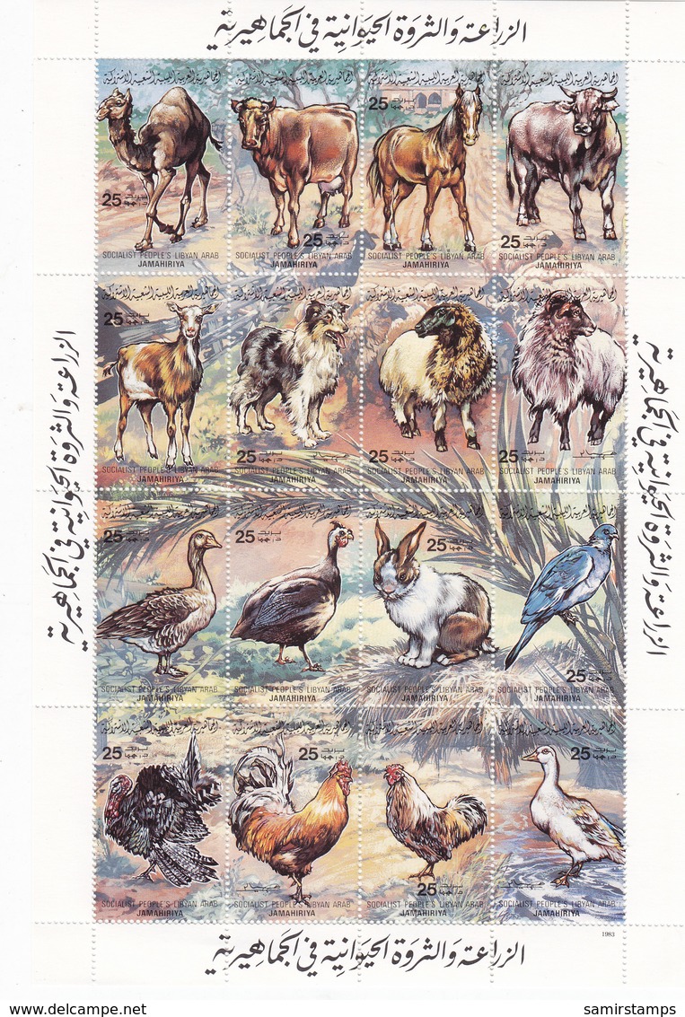 Libya Farm Animals, Sheetlet Of 16 Stamps,compl.MNH Ufolded - Scrace Topical - Red. Price- SKRILL PAY ONLY - Libya