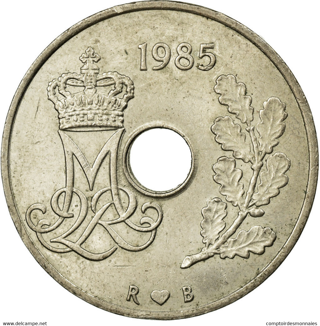 Monnaie, Danemark, Margrethe II, 25 Öre, 1985, Copenhagen, TTB, Copper-nickel - Danemark