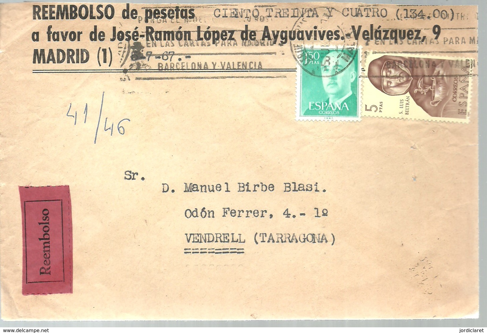 REEMBOLSO 1967 - Cartas & Documentos