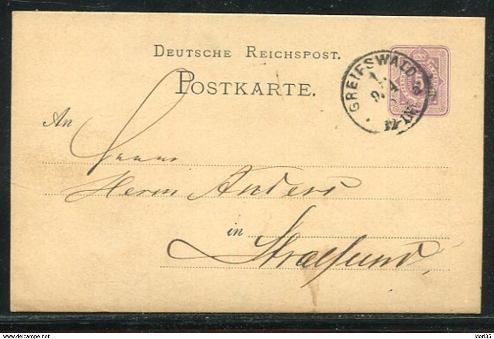 Deutsches Reich / 1879 / K1-Stempel Greifswald A. Postkarte (1/809) - Maschinenstempel (EMA)