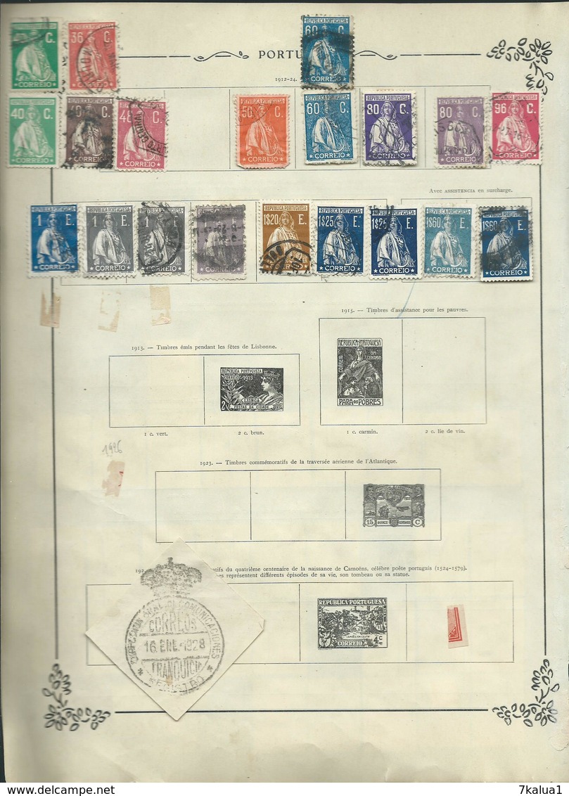 PORTUGAL et COLONIES sur 17 anciennes pages d'album