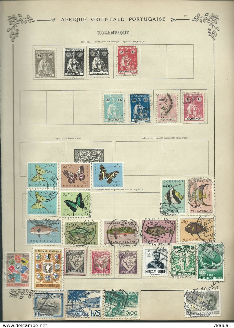 PORTUGAL et COLONIES sur 17 anciennes pages d'album