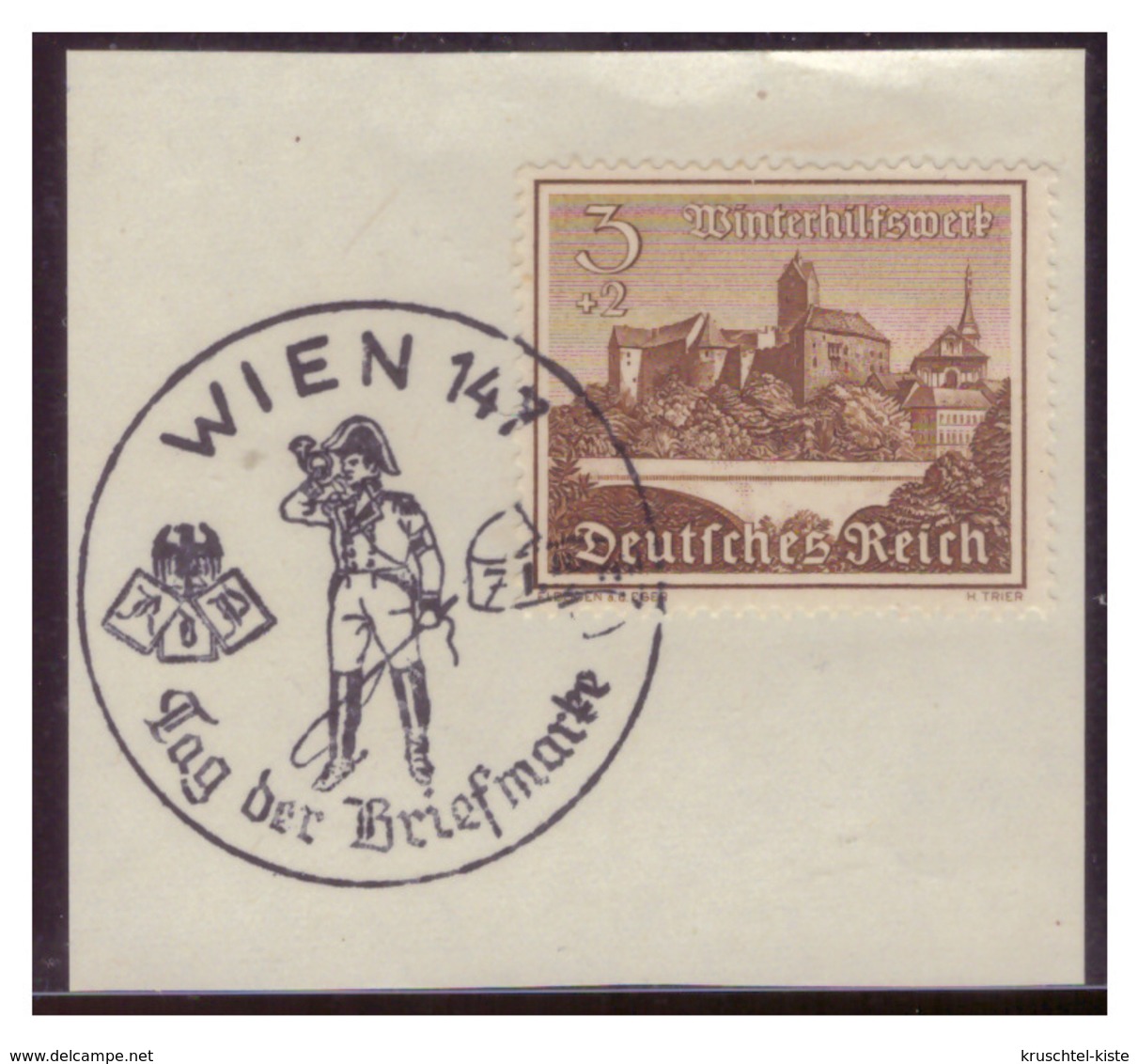 Dt-Reich (007388) Sonderstempel Auf Briefstück MNR 730, Wien 147, Tag Der Briefmarken, Gestempelt Am 7.1.1940 - Gebraucht