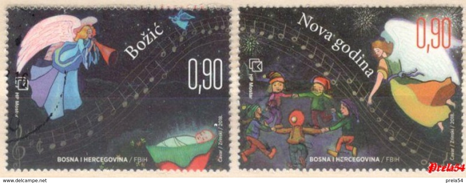 Bosnia Croatian Post -Christmas And New Year 2018 Set Used - Bosnia And Herzegovina