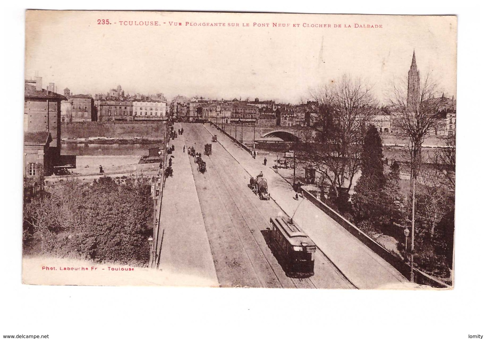 Tram Tramway Toulouse Vue Plongeante Sur Le Pont Neuf Et Clocher De La Dalbade Paire Attachée Timbres N°170 Cachet 1925 - Tram