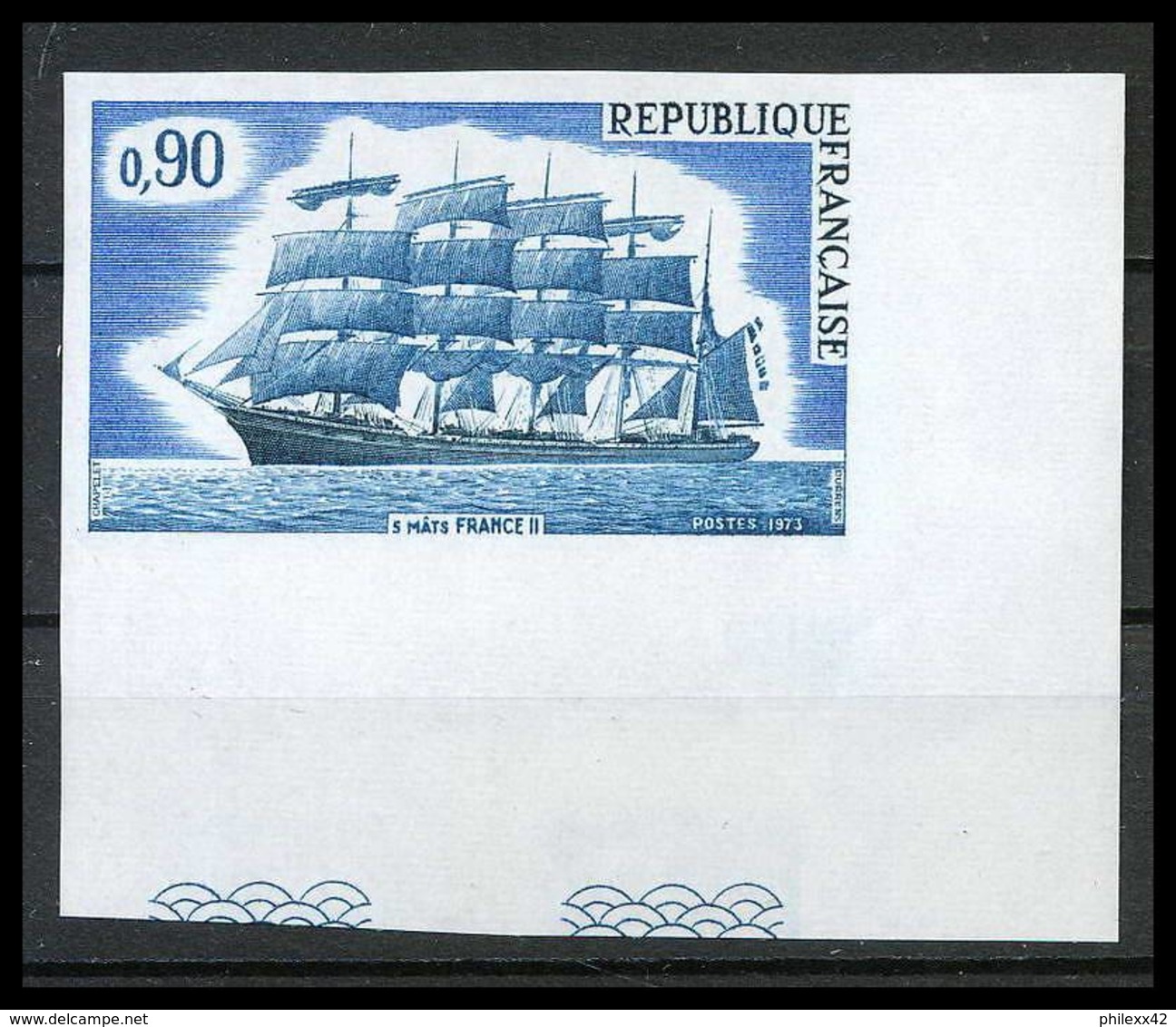 France N°1762 Cinq-mâts France II Bateau Bateaux Ship Voilier Coin De Feuille Non Dentelé ** MNH (Imperforate) - Non Classés